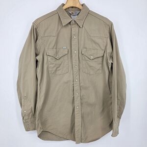 Carhartt Rugged Outdoor Wear Beige Snap Button Shirt L.